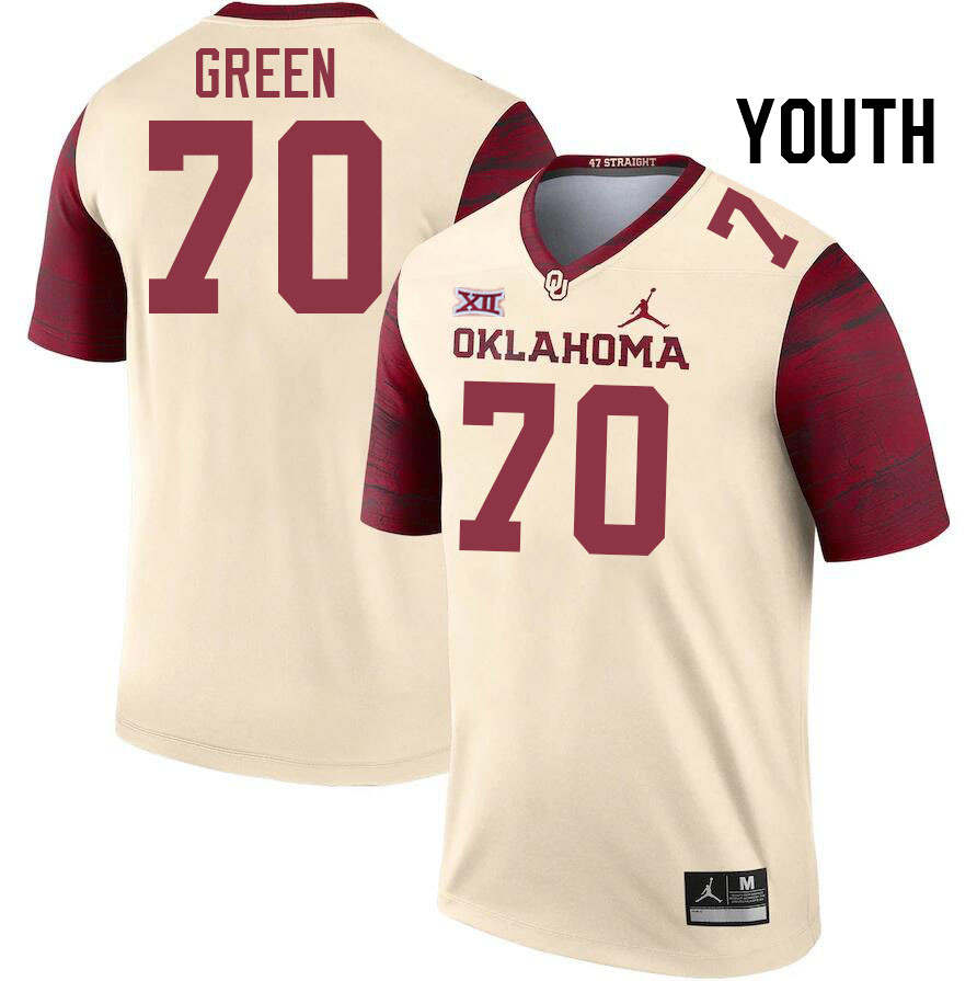 Youth #70 Cayden Green Oklahoma Sooners College Football Jerseys Stitched-Cream